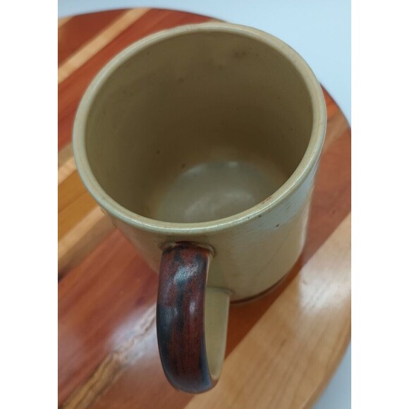 Vintage Stoneware Footed Mug Yellow Brown 70s - Picture 5 of 8